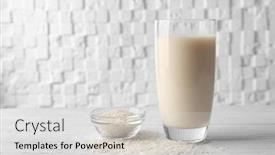  Presentation with rice grains - Amazing slide deck having rice milk and bowl backdrop and a light gray colored foreground