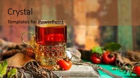  Presentation with afternoon tea - Beautiful presentation theme featuring glass of rose hip tea backdrop and a red colored foreground