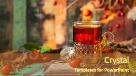  Presentation with tea pouring into glass transparent - Cool new PPT theme with glass of rose hip tea backdrop and a tawny brown colored foreground