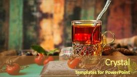  Presentation with afternoon tea - Cool new PPT theme with glass of rosehip tea backdrop and a tawny brown colored foreground