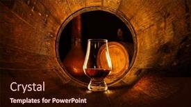  Presentation with oak barrel - Slides with glass-of-scotch-whiskey and a wine colored foreground