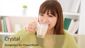  Presentation with drinking glass - Beautiful theme featuring glass of soy milk backdrop and a yellow colored foreground