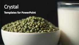  Presentation with soy milk - Audience pleasing PPT theme consisting of glass of soya milk backdrop and a black colored foreground