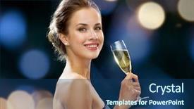  Presentation with sparkling lights - PPT theme enhanced with glass of sparkling wine background and a ocean colored foreground