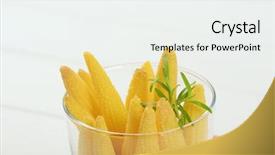  Presentation with sweet corn - Presentation theme consisting of glass of sweet baby corn background and a  colored foreground