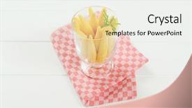  Presentation with sweet corn - Presentation design with glass of sweet baby corn background and a  colored foreground