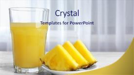  Presentation with pineapple - Presentation theme enhanced with glass-of-sweet-juice background and a sky blue colored foreground