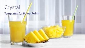  Presentation with pineapple - Slides featuring glass-of-sweet-juice background and a sky blue colored foreground