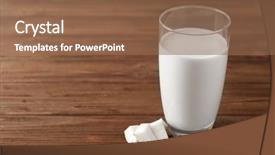  Presentation with coconut milk - Beautiful theme featuring glass of tasty coconut milk on wooden table backdrop and a violet colored foreground