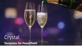  Presentation with night city - PPT layouts with glass-of-the-champagne-over background and a wine colored foreground