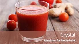  Presentation with tomato juice - Amazing PPT layouts having tomato juice with cherry tomatoes backdrop and a coral colored foreground