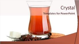  Presentation with tea pouring into glass transparent - Audience pleasing presentation theme consisting of glass of turkish tea isolated backdrop and a  colored foreground