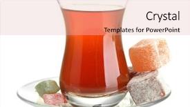  Presentation with turkish - Beautiful presentation design featuring glass of turkish tea and rahat delight isolated on white backdrop and a lemonade colored foreground