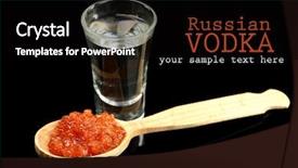  Presentation with vodka - Slide set having glass of vodka red caviar isolated on black background and a black colored foreground