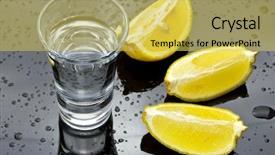  Presentation with vodka - PPT theme featuring glass of vodka with lemon background and a yellow colored foreground