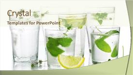  Presentation with fresh water - Presentation having glass of water and fresh background and a cream colored foreground