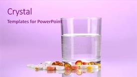  Presentation with water glass - Amazing slide set having glass of water and pills backdrop and a pink colored foreground