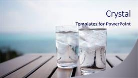  Presentation with water glass - Cool new presentation design with glass of water at restaurant backdrop and a sky blue colored foreground