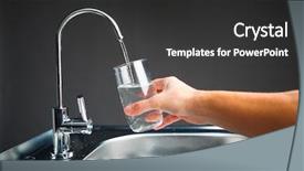  Presentation with pouring water - Theme with glass of water from filter background and a dark gray colored foreground