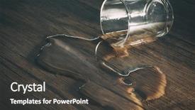  Presentation with water glass - Audience pleasing theme consisting of glass of water spilled backdrop and a dark gray colored foreground