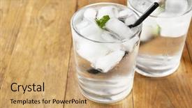  Presentation with water glass - Presentation having glass of water with ice background and a  colored foreground