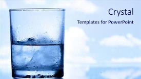  Presentation with ice blue - Presentation theme featuring glass of water with ice background and a sky blue colored foreground