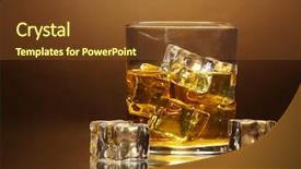  Presentation with whiskey - Audience pleasing PPT layouts consisting of glass of whiskey and ice backdrop and a tawny brown colored foreground