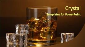  Presentation with glass of whiskey ice - Cool new PPT theme with glass of whiskey and ice backdrop and a tawny brown colored foreground