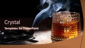  Presentation with whiskey - Theme consisting of glass-of-whiskey-and-smoking background and a wine colored foreground