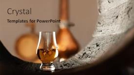 Presentation with oak barrel - Presentation having glass-of-whiskey-in-old background and a coral colored foreground