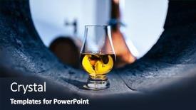  Presentation with oak barrel - Presentation theme consisting of glass-of-whiskey-in-old background and a ocean colored foreground