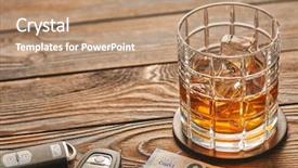  Presentation with safe space - Slide deck consisting of glass of whiskey or alcohol background and a coral colored foreground