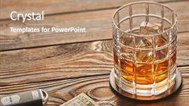  Presentation with safe space - Slides enhanced with glass of whiskey or alcohol background and a coral colored foreground