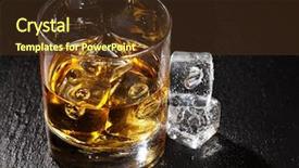  Presentation with glass of whiskey ice - PPT theme with glass of whiskey with ice background and a tawny brown colored foreground
