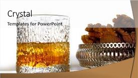  Presentation with appetizer - Theme consisting of glass of whiskey background and a white colored foreground