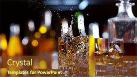  Presentation with whisky - PPT layouts having glass-of-whisky-with-splashing background and a tawny brown colored foreground