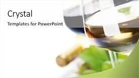  Presentation with grape - PPT theme featuring glass of wine and grape over white background and a white colored foreground