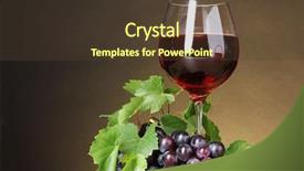  Presentation with wine - PPT theme featuring glass of wine and grapes background and a tawny brown colored foreground