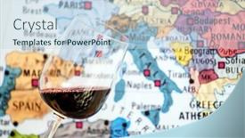  Presentation with map - Slides enhanced with glass-of-wine-near-map background and a sky blue colored foreground