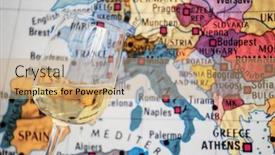  Presentation with wine - PPT layouts having glass-of-wine-near-map background and a coral colored foreground