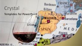  Presentation with map - Amazing PPT theme having glass-of-wine-near-map backdrop and a light gray colored foreground