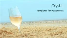  Presentation with sea glass - Theme enhanced with glass-of-wine-on-sand background and a cool aqua colored foreground