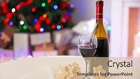  Presentation with decor - Slide deck consisting of glass of wine with christmas background and a soft green colored foreground
