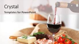  Presentation with wine cheese - Cool new slide deck with glass of wine with food backdrop and a lemonade colored foreground