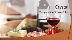  Presentation with spanish food and wine - Presentation theme having glass of wine with food background and a  colored foreground