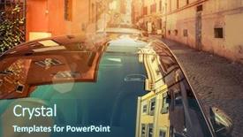  Presentation with italy car - Cool new slide set with glass on street in rome backdrop and a  colored foreground