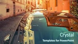  Presentation with italy car - Presentation design enhanced with glass on street in rome background and a  colored foreground