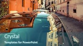  Presentation with italy car - PPT layouts with glass on street in rome background and a  colored foreground