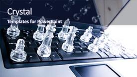  Presentation with glass - PPT theme featuring glass-pawns and a navy blue colored foreground