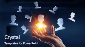  Presentation with mix of people - Slide deck with glass people symbols mixed media background and a  colored foreground